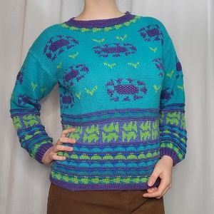 80s Handmade Purple Sun Sweater, small